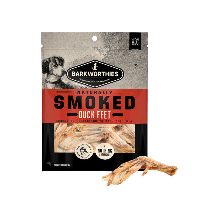 Barkworthies Naturally Smoked Duck Feet Dog Chews